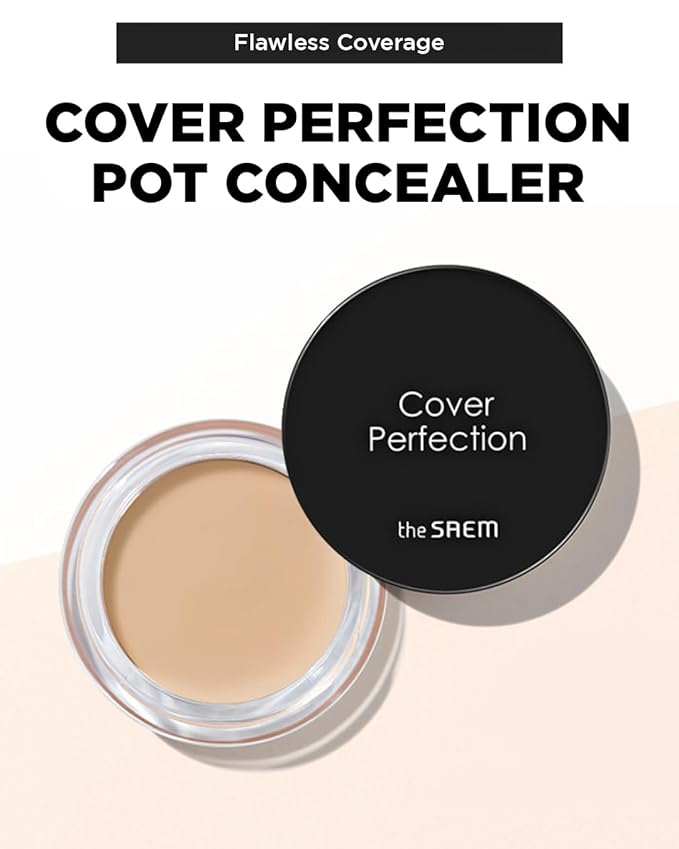 THESAEM Cover Perfection Pot Concealer #01 Clear Beige - High Adherence & Coverage Balm, Conceals Blemish & Acne Spots, Matte Finish Sebum Control for Oily and Combination Skin-VivaGrace Women