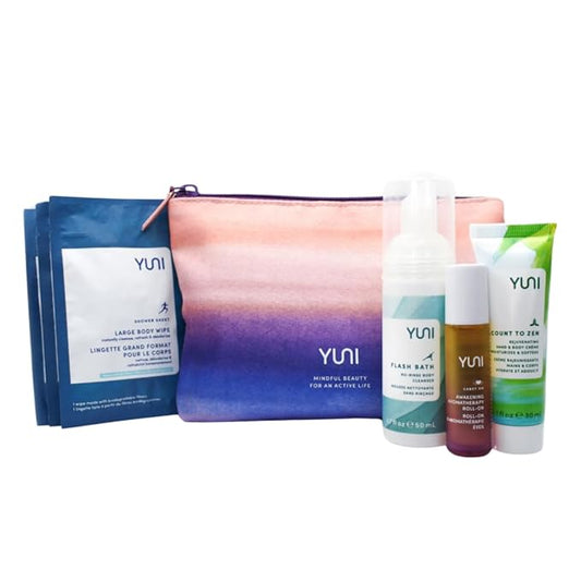 YUNI Beauty Natural Travel Essentials Kit (7pc kit) Beauty On the Run Travel Size Body Care Kit - Cleanse, Refresh, Hydrate - Save Time - All Natural, Paraben-Free, Cruelty-Free-VivaGrace Women