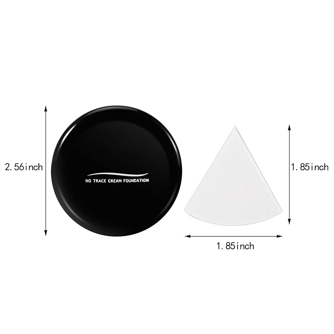 Powder Foundation,Long Wear Full Coverage Foundation with Sponge,Flawess Demi-Matte Finish,Brighten Correcting Color-VivaGrace Women