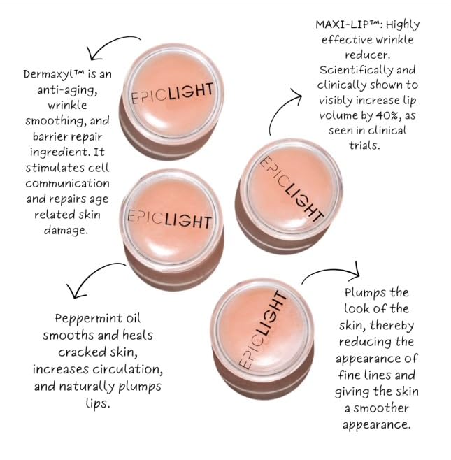 EpicLight Lip Flip Treatment Balm - Lip Balm and Plumper - Peptide Treatment for Lips Volume & Hydration - Plump, Smooth, and Moisturize Lips - Paraben & Sulfate-free, Non-Toxic Makeup-VivaGrace Women