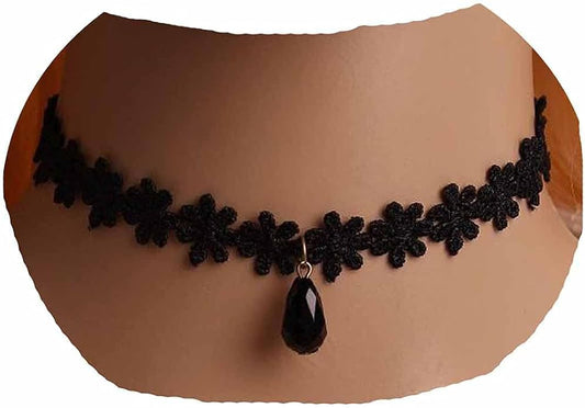 Black Choker Necklace Crystal Necklace Chain Short Collar Necklace Jewelry for Women and Girls-VivaGrace Women