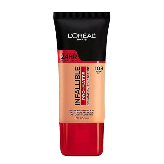 L'Oreal Paris Cosmetics Makeup Infallible Pro-Matte Liquid Longwear Foundation, Natural Buff, 1 fl oz.-VivaGrace Women