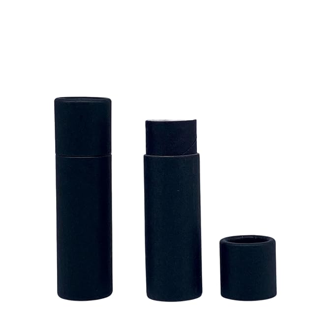 GreenWay 0.3oz / 8.5g Kraft Paperboard Lip Balm Tubes with Lids - 25 Pack Lip Gloss Tubes Refillable DIY Cosmetic Containers - Lip Balm Containers Chapstick Tubes Empty Holder Tubes - Black-VivaGrace Women