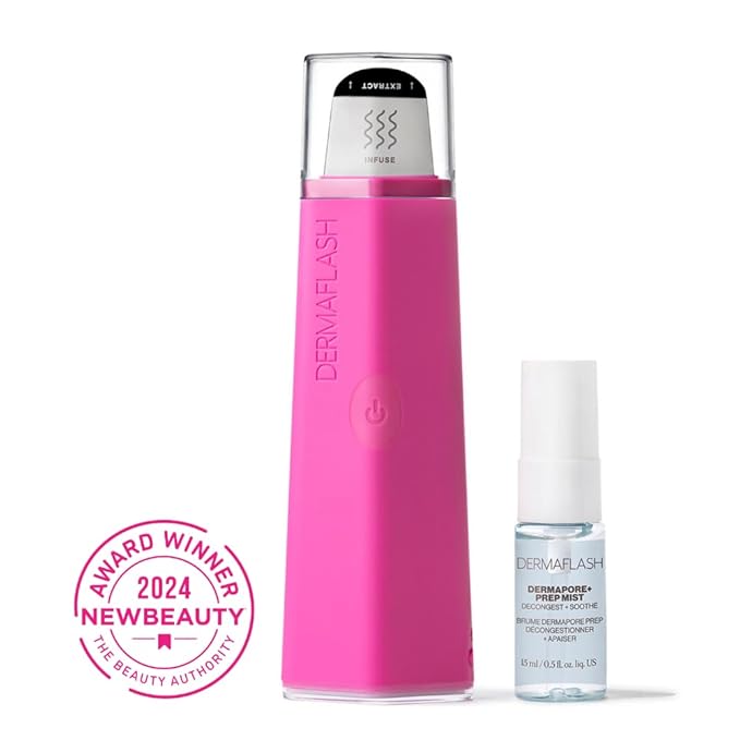 DERMAFLASH DERMAPORE+™ Ultrasonic 2-in-1 Pore Extractor and Serum Infuser, Pop Pink-VivaGrace Women