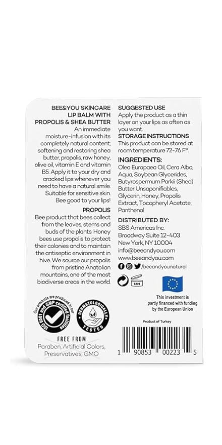 Bee and You Ultra Conditioning, 100% Natural, Moisturizing Lip Balm, Chapstick, Chapped Lips Treatment Severe, Beeswax, Propolis Extract, Raw Honey, Vitamin E, Shea Butter, 10ML-VivaGrace Women
