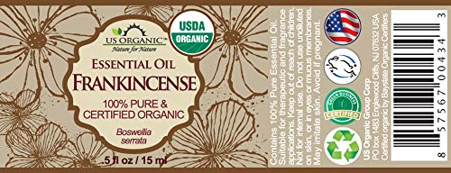 US Organic 100% Pure Frankincense Essential Oil, USDA Certified Organic, Steam Distilled, Boswellia serrata, Origin India, Use Topically or in Diffuser (15 ml, Value 2Pack)-VivaGrace Women