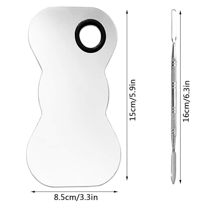2 Pack Professional Makeup Palette, 2 Types Pro Lady Stainless Steel Cosmetic Artist Spatula with Spatula Tool for Mixing Foundation-VivaGrace Women