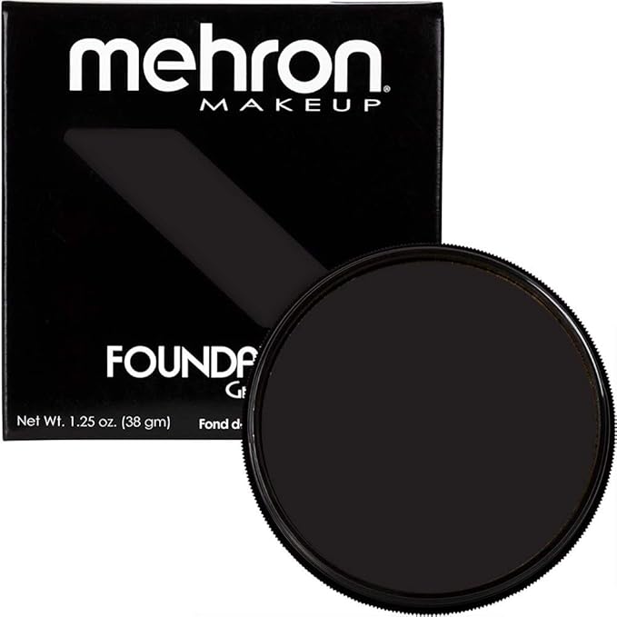 Mehron Makeup Foundation Greasepaint | Stage, Face Paint, Body Paint, Halloween Makeup 1.25 oz (38 g) (BLACK)-VivaGrace Women