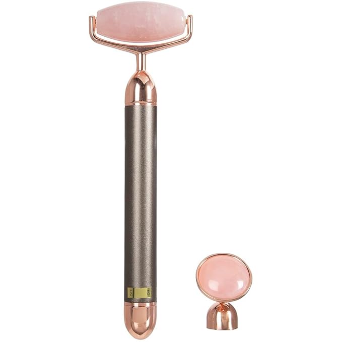 ForPro Professional Collection Electric Face Roller & Eye Massager, 2 in 1 Vibrating Skin Care Tool, Rose Quartz-VivaGrace Women