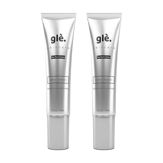 Gle Vitamin C Eye Serum for Dark Circles, Eye Wrinkles, Redness and Puffy Eyes | Anti-Aging Treatment with Caffeine, Vitamin C Hyaluronic Acid | Hydrating & Brightening Scent-Free | (Pack of 2)-VivaGrace Women