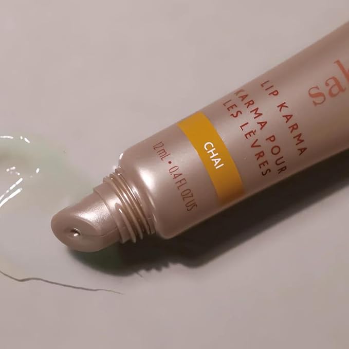 Sahajan Lip Karma Hydrating Lip Balm Gloss with Castor & Argan Oil, Cera Alba, Moisturizes & Firms Chapped, Dry Lips Shine for Plumper Looking Lips (Chai)-VivaGrace Women