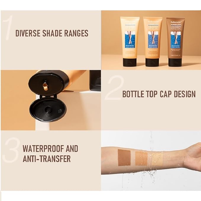 Leg Makeup Waterproof No Transfer,Leg Makeup Lotion,Leg and Body Scar Cover up Makeup,Long Last Body Foundation (1# Fairest Glow, 4 FL OZ)-VivaGrace Women