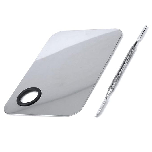 Stainless Steel Ring Beauty Palette, Square Palette, Silver,with Color Stick,1 PCS-VivaGrace Women