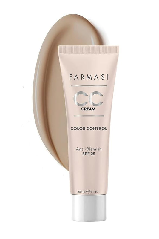 FARMASi CC Color Control Cream, Natural and Flawless Finish, Enriched Formula with Multimineral & Spf 25+, All-Day Hold, All Skin Types, 1 fl. oz, 03 Medium-VivaGrace Women
