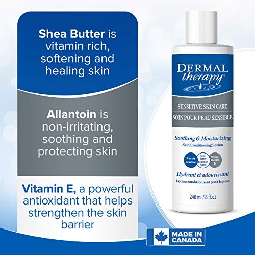 Dermal Therapy Sensitive Skin Lotion - Calming, Non-Irritating Lotion with 15% Allantoin, 10% Shea Butter, Vitamin E - Soothing Relief for Dry, Itchy, Eczema-Prone Skin - 8 fl oz / 240 ml-VivaGrace Women