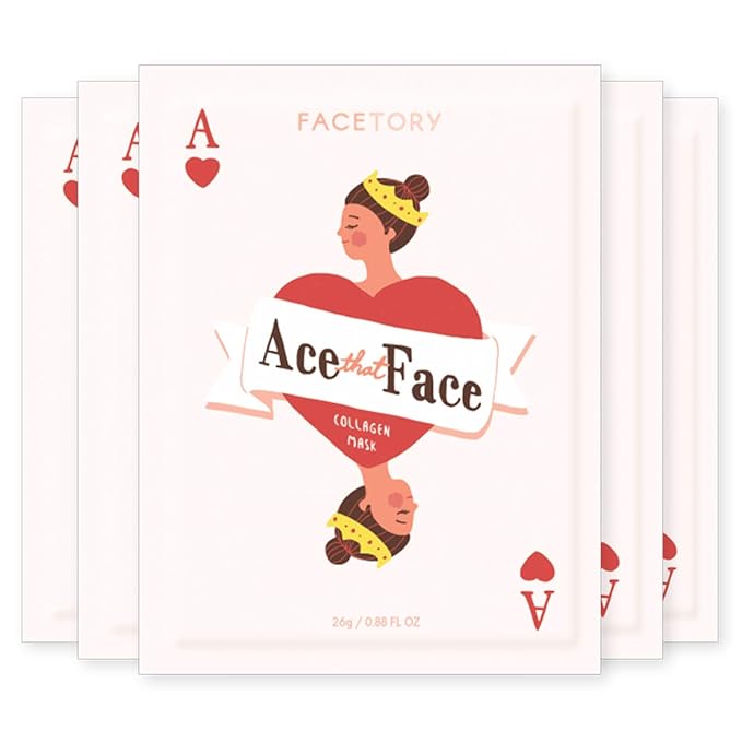 FACETORY K Beauty Face Mask Skin Care - ACE THAT FACE FIRMING COLLAGEN Sheet Mask with Collagen & Mushroom Extract | Collagen Face Mask Plumping Glowing Skin (5 Pack)-VivaGrace Women