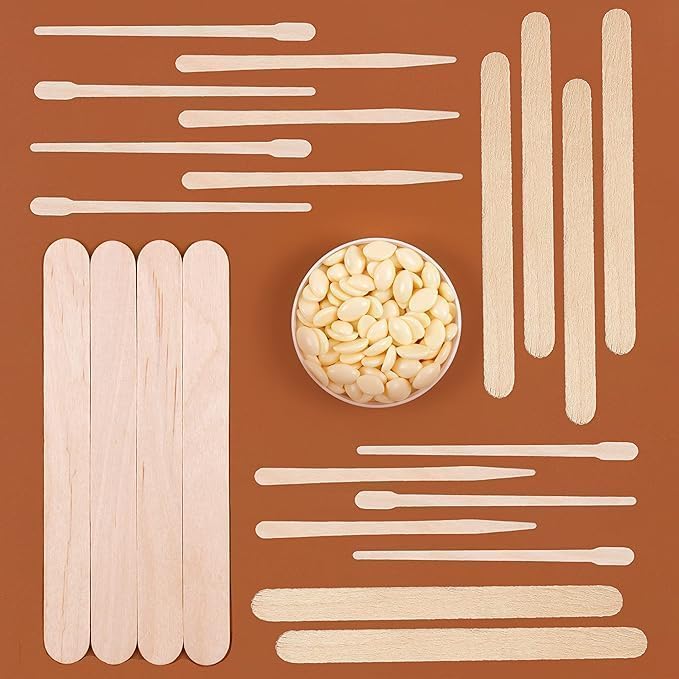 Mibly 4 Style Assorted Wooden Wax Sticks for Body Legs Face and Small Medium Large Sizes Eyebrow Waxing Applicator Spatulas for Hair Removal or Wood Craft Sticks (Pack of 1000)-VivaGrace Women