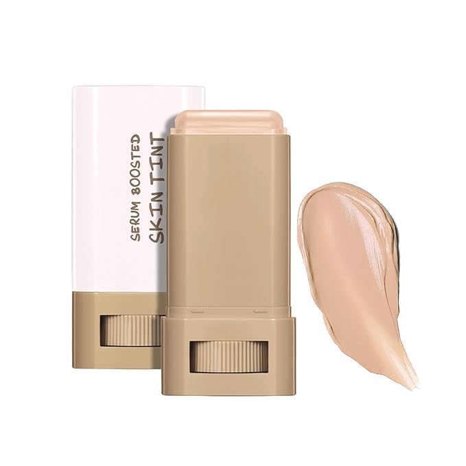 Multi-Use Foundation Stick Beauty Balm Serum Boosted Skin Tint, On-The-Go Tinted Solid Serum, Lightweight and Buildable Creamy Skin Tint Stick Makeup, Natural Finish(04#)-VivaGrace Women
