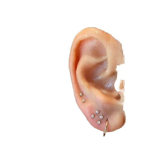 Boho Circle Hoop Earrings Gold Cz Studs Earrings Rhinestone Multiple Piercing Earrings Set Vintage Huggie Hoop Earrings Jewelry for Women and Girls-VivaGrace Women