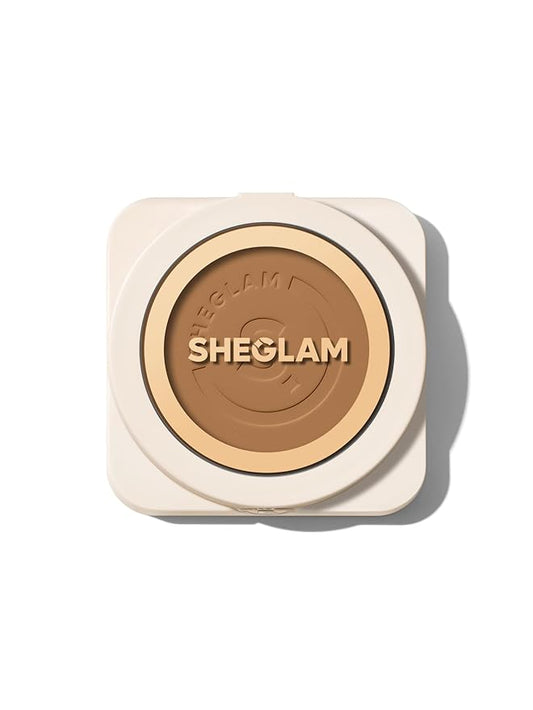 SHEGLAM SKin-Focus Full Coverage Powder Foundation Oil-Control Lightweight Face Pressed Powder Makeup-Cappuccino-VivaGrace Women