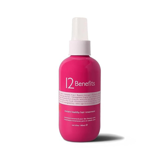 12 Benefits Leave-In Conditioner Spray – Instant Healthy Hair Treatment, Anti-Frizz, Detangles, Strengthens & Repairs, Heat Protection with Quaternium 39 & Silk Fibre Protein, 6 Fl Oz-VivaGrace Women