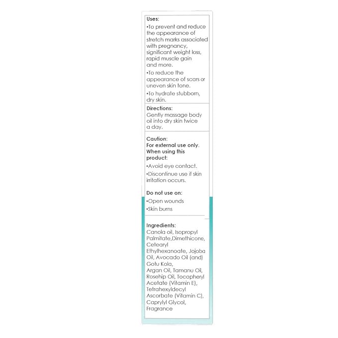 ReTone® Body Oil: Stretch Mark Prevention -Non-greasy finish - Infused with Gotu Kola - No mess dispenser - Tamanu oil + Argan Oil + Rosehip Oil + Jojoba Oil + Vitamin E C (dry skin, uneven skin tone)-VivaGrace Women