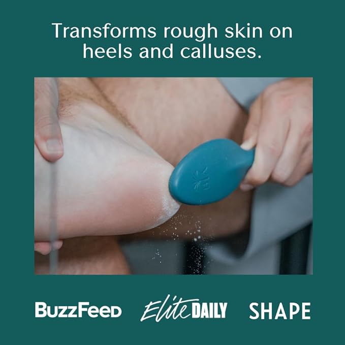 Bare August Glass Foot File Callus Remover - Heel Scraper & in-Shower Foot Scrubber Dead Skin Remover - Pedicure Foot Buffer for Soft Feet (with Handle, Teal)-VivaGrace Women