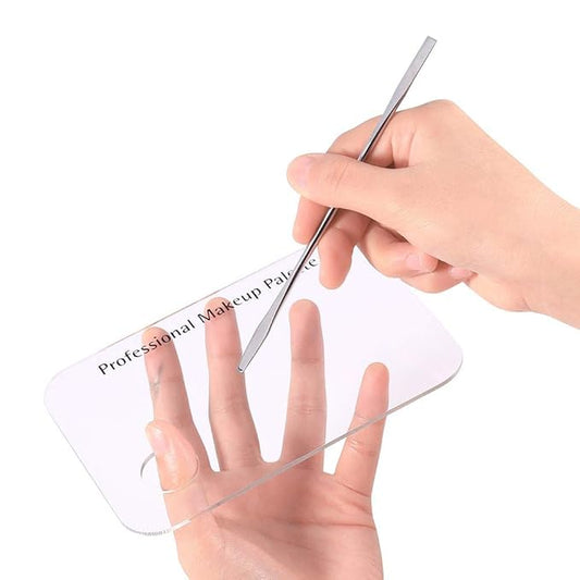 Makeup Palette with Spatula, Rotekt Clear Acrylic Makeup Nail Art Cosmetic Mixing Palette & Stainless Spatula Tool Applicators Set,Nail Holder Display Cosmetic Makeup Palette Tray Accessories-VivaGrace Women