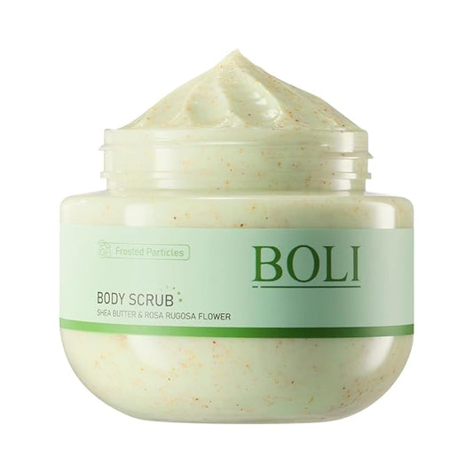 BOLI Shea Butter Body Scrub, Walnut Shell Powder Exfoliating Moisture Scrubber Deep Cleansing Nourishes for Smooth (250g, Shea Butter)