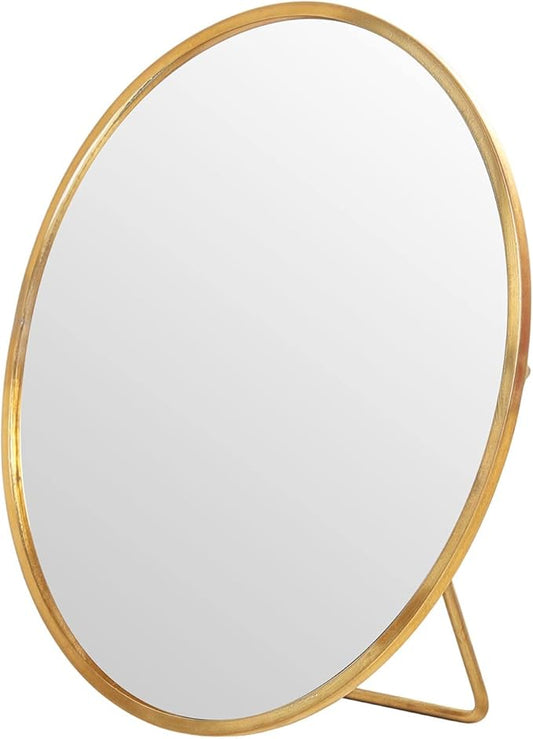 LONGSHENG - SINCE 2001 - Gold Vanity Makeup Mirror Table Desk Countertop Mirror Bathroom Shaving Make Up Mirror Home Decor-Round