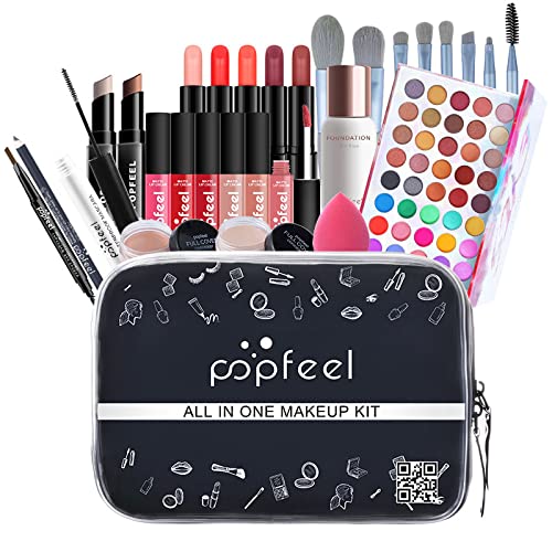 All-in-one Holiday Make up Gift Set | Makeup Kit for Women Full Kit Essential Starter Bundle Include Eyeshadow Palette Lipstick Blush Foundation Concealer Face Powder Mascara Lipgloss Brush-VivaGrace Women