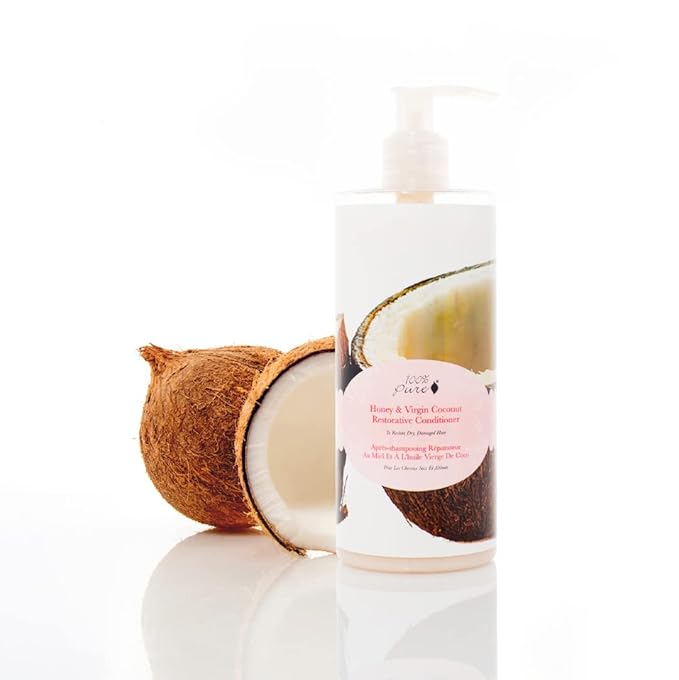 100% PURE Honey & Virgin Coconut Restorative Conditioner Moisturizer & Repair Replenishing Nutrient Boost for Dry Damaged Hair, Promotes Healthy Growth for Women & Men - Sulfate Free - 13 Fl Oz-VivaGrace Women