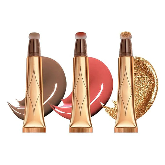 3 Color Contour Beauty Wand, Highlighter ，Blush，Face Concealer Contouring with Cushion Applicator Long Lasting & Smooth Matte Finish Liquid Illuminator Makeup Stick .(01#Contour +03#Blush+06#Highlighter)-VivaGrace Women
