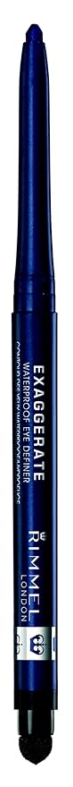 Rimmel London Exaggerate Waterproof Eye Definer Bundle, Blackest Black & Deep Ocean, Built-In Smudger and Sharpener
