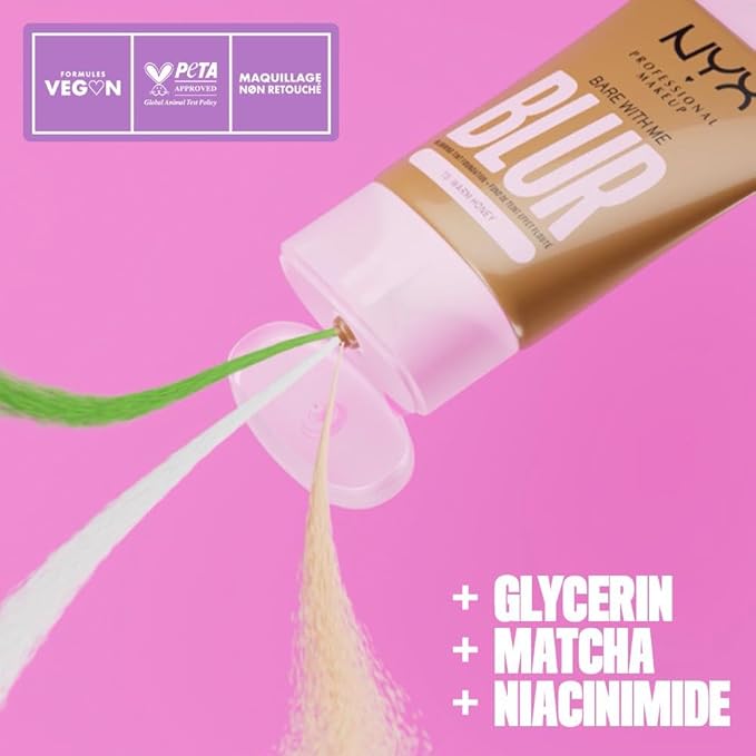 NYX PROFESSIONAL MAKEUP Bare With Me Blur Skin Tint Foundation Make Up with Matcha, Glycerin & Niacinamide - Light Neutral-VivaGrace Women