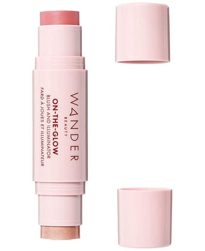 Wander Beauty On-the-Glow Blush and Illuminator - Coral Rose/Nude Glow - 7-in-1 Hydrating Cream Blush & Highlighting Stick - Stick Blush for Cheeks, Lip, & Body - Highlighter Makeup & Blush - 0.4 oz-VivaGrace Women