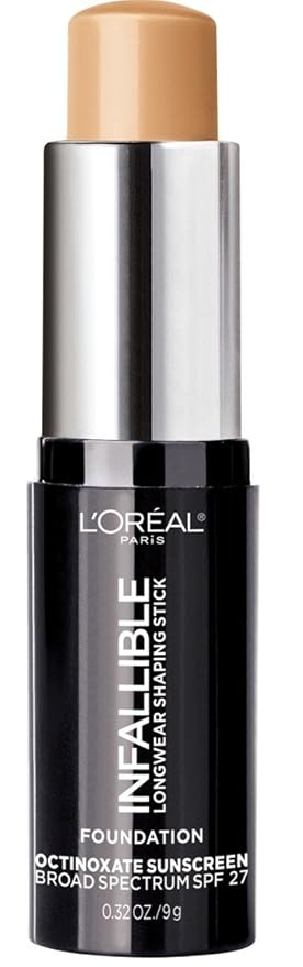 L'Oreal Paris Makeup Infallible Longwear Shaping Stick Foundation, 407 Natural Beige, 1 Tube, 0.32 Ounce-VivaGrace Women