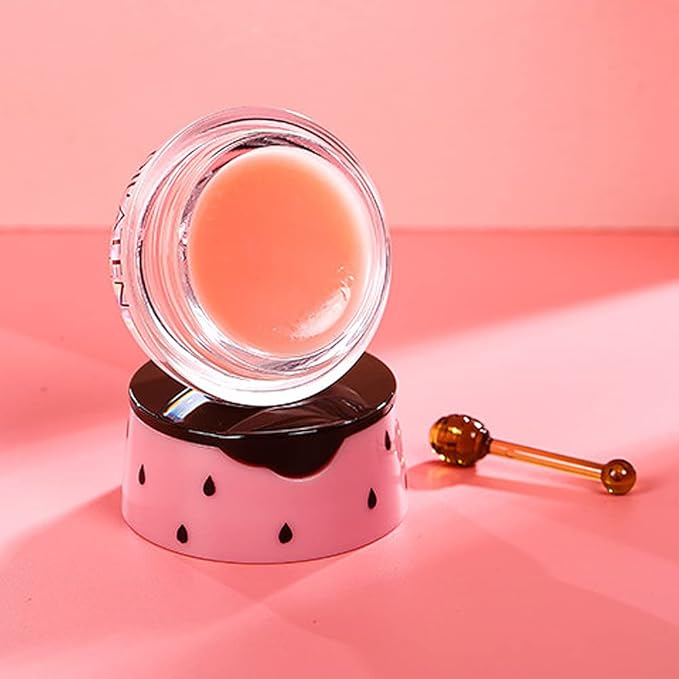 Honey Lip Balm Pot, Propolis Lip Mask, Strawberry Hydrating Propolis Lip Sleeping Mask, Prevent Dry&Cracked, Lip Repair Nourishes the Lip Skin (Honey & Strawberry)-VivaGrace Women