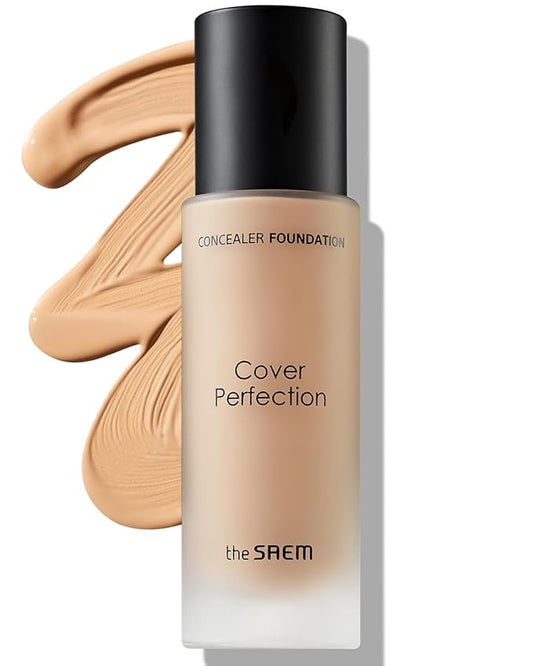 THESAEM Cover Perfection Concealer Foundation - 24H Coverage, Light Liquid Texture - Ideal for Oily, Combination Skin, Provides Semi-Matte, Smooth Finish, 1.01 fl.oz. (2.0 Rich Beige)-VivaGrace Women