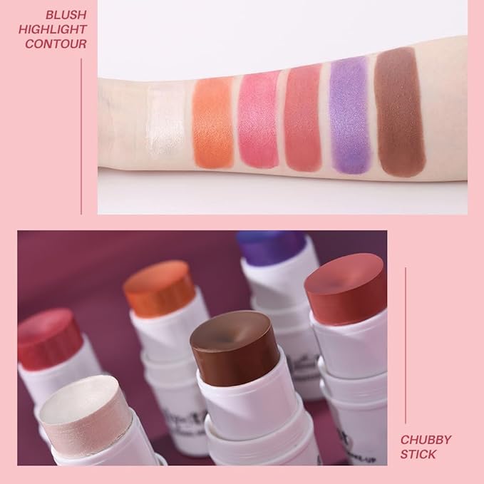 Orange Cream Blush Stick for Cheeks, Waterproof Face Cream Makeup Blush Stick, Long-Lasting Multi-use Blush Makeup Stick, Natural-Looking, Lightweight Skin Tint Blush Makeup for All Skin-VivaGrace Women