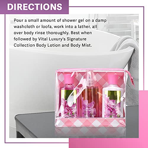 Bath & Body Care Travel Set Pea Flower Scent Home Spa Set with Body Lotion, Shower Gel and Fragrance Mist, Christmas Gifts for Her and Him-VivaGrace Women