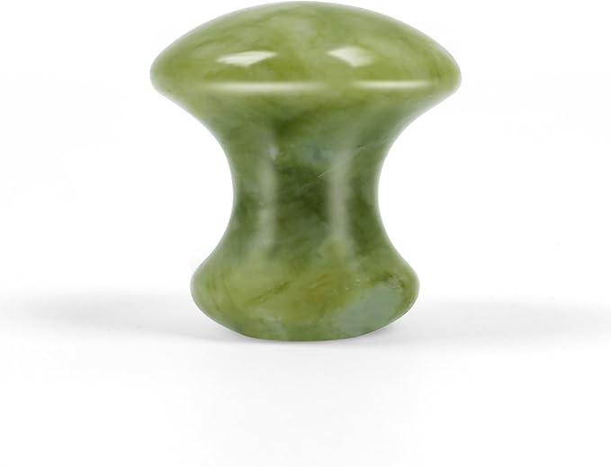 Mushroom Jade Gua Sha Facial Tools, Jade Roller Guasha Massage White Crystal Jade Stone Mushroom Shaped Face Lift Remove Wrinkles Massager for Women Spa, Body Relaxing (Green Jade)-VivaGrace Women
