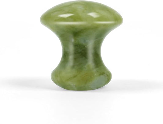 Mushroom Jade Gua Sha Facial Tools, Jade Roller Guasha Massage White Crystal Jade Stone Mushroom Shaped Face Lift Remove Wrinkles Massager for Women Spa, Body Relaxing (Green Jade)-VivaGrace Women