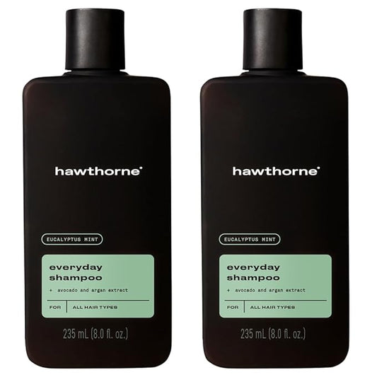 Hawthorne Men's Everyday Shampoo. For Stronger, Healthier Hair with Pure Avocado Oil and Coconut Oil. Mint and Eucalyptus Scent. Natural, Sulfate Free, Paraben Free. 8 fl. oz. 2-Pack.-VivaGrace Women