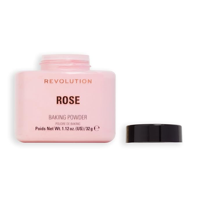 Revolution Beauty, Loose Baking Powder, Makeup Setting Powder, Long Lasting Coverage, Mattifies & Reduces Shine, Rose, 1.13 Oz-VivaGrace Women