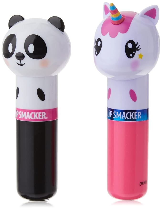 Lip Smacker Lippy Pals Unicorn & Panda, Flavored Moisturizing & Smoothing Soft Shine Lip Balm, Hydrating & Protecting Fun Tasty Flavors, Cruelty-Free & Vegan - Unicorn Magic & Cuddly Cream Puff-VivaGrace Women