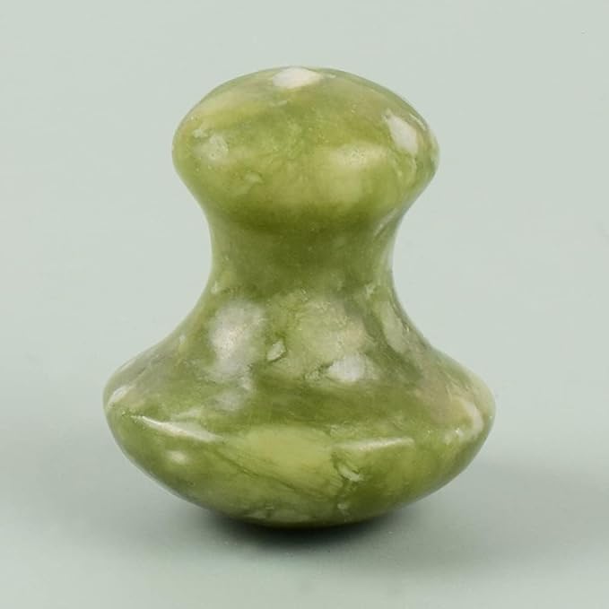 Mushroom Jade Gua Sha Facial Tools, Jade Roller Guasha Massage White Crystal Jade Stone Mushroom Shaped Face Lift Remove Wrinkles Massager for Women Spa, Body Relaxing (Green Jade)-VivaGrace Women