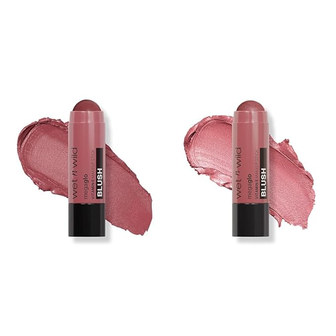 wet n wild Mega Glo Makeup Stick 2-Pack Bundle with Say It Ain't Rose & Current Jam Shades - Buildable Color for Eyes, Cheeks & Lips-VivaGrace Women