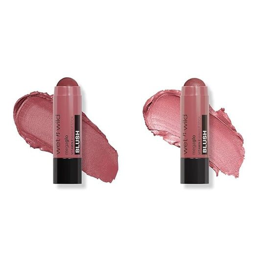 wet n wild Mega Glo Makeup Stick 2-Pack Bundle with Say It Ain't Rose & Current Jam Shades - Buildable Color for Eyes, Cheeks & Lips-VivaGrace Women