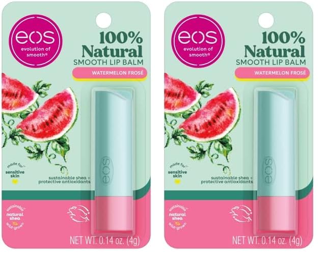 eos 100% Natural Lip Balm- Watermelon Frosé, Dermatologist Recommended for Sensitive Skin, All-Day Moisture Lip Care, 0.14 oz (Pack of 2)-VivaGrace Women